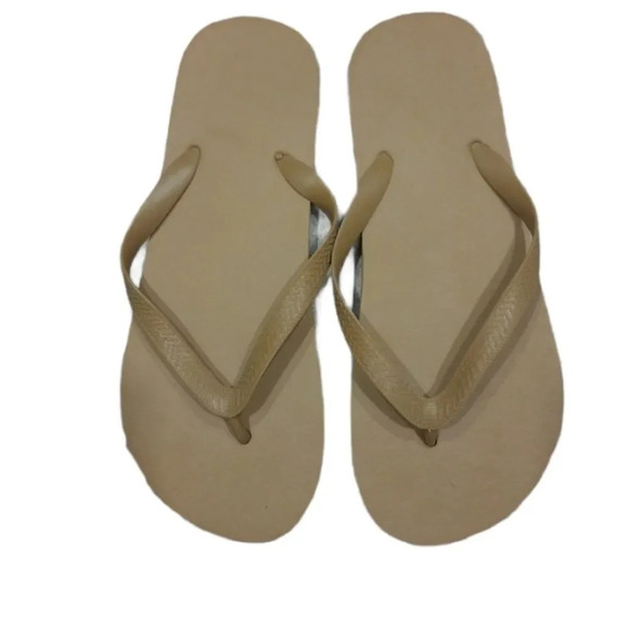 Plastic/Foam  Tan Flip Flops - Picture 1 of 3